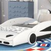 Fun Twin Size Race Car Platform Bed with PU Leather Seats