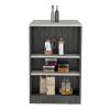 Portree Kitchen Island with 3-Side Shelves