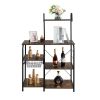 Kitchen Baker's Rack Utility Storage Shelf 35.5" Microwave Stand 4-Tier 3-Tier Shelf for Spice Rack Organizer Workstation with 10 Hooks RT
