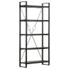 Industrial 5 Tier Solid Wood Bookcase