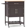 Rolling Kitchen Island Cart with Drawer and Towel Rack