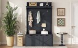 Hall Tree with Storage Bench, Entryway Bench with Drawer and 5 Hooks, Coat Rack with Display Shelf for Hallway Entryways
