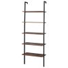 Minimalist Industrial-Chic Wall Mounted 5-Tier Etagere Ladder Shelf Bookcase