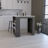 Kitchen Island Doyle, Kitchen Bar Table, Counter Height, 3 Side Shelves