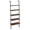 Minimalist Industrial-Chic Wall Mounted 5-Tier Etagere Ladder Shelf Bookcase