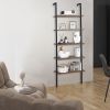 Minimalist Industrial-Chic Wall Mounted 5-Tier Etagere Ladder Shelf Bookcase