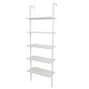 Minimalist Industrial-Chic Wall Mounted 5-Tier Etagere Ladder Shelf Bookcase