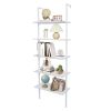 Minimalist Industrial-Chic Wall Mounted 5-Tier Etagere Ladder Shelf Bookcase