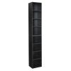8-Tier Media Tower Rack, CD DVD Slim Storage Cabinet with Adjustable Shelves, Tall Narrow Bookcase Display Bookshelf for Home Office