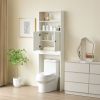Farmhouse Over The Toilet Storage Cabinet with 2 Barn Door & Toilet Paper Holder Stand, Space-Saving Toilet Rack