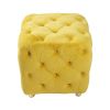 Yellow Modern Velvet Upholstered Ottoman, Exquisite Small End Table, Soft Foot Stool,Dressing Makeup Chair, Comfortable Seat for Living Room, Bedroom