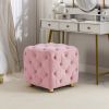 Modern Velvet Upholstered Ottoman, Exquisite Small End Table, Soft Foot Stool,Dressing Makeup Chair, Comfortable Seat for Living Room, Bedroom