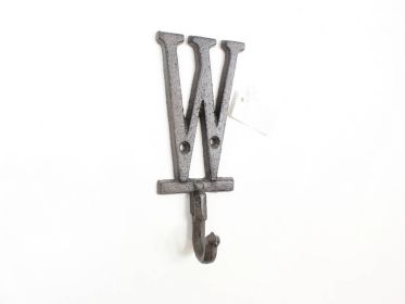 Cast Iron Letter W Alphabet Wall Hook 6" (Finish: Cast Iron)