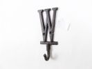 Cast Iron Letter W Alphabet Wall Hook 6"