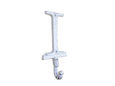 Cast Iron Letter I Alphabet Wall Hook 6" (Finish: Whitewashed)