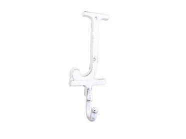 Cast Iron Letter J Alphabet Wall Hook 6" (Finish: Whitewashed)