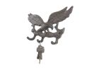 Cast Iron Flying Eagle Landing on a Tree Branch Decorative Metal Wall Hooks 7.5"