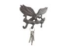 Cast Iron Flying Eagle Landing on a Tree Branch Decorative Metal Wall Hooks 7.5"