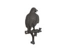 Cast Iron Eagle Sitting on a Tree Branch Decorative Metal Wall Hook 6.5"
