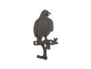 Cast Iron Eagle Sitting on a Tree Branch Decorative Metal Wall Hook 6.5"