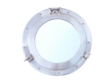 Decorative Ship Porthole Mirror 12" (Finish: Brushed Nickel Deluxe Class)
