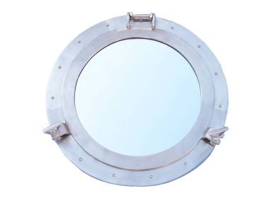 Decorative Ship Porthole Mirror 24" (Finish: Brushed Nickel Deluxe Class)