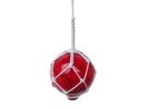 Japanese Glass Ball Fishing Float With White Netting Decoration 4"