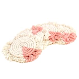 Macrame Coasters with fringe, Set of 4 (Option: Blush)