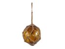 Japanese Glass Ball Fishing Float With Brown Netting Decoration 4"