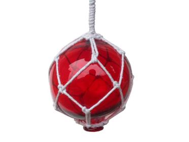 Japanese Glass Ball Fishing Float Decorative Christmas Ornament (style: 4" Red / White Net)