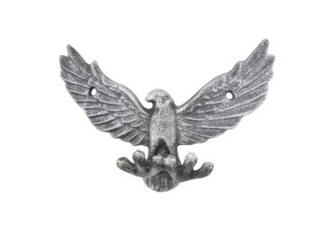 Cast Iron Flying Eagle Decorative Metal Talons Wall Hooks 6" (Finish: Rustic Silver)