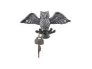 Cast Iron Flying Owl Decorative Metal Talons Wall Hooks 6"