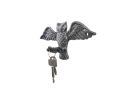 Cast Iron Flying Owl Decorative Metal Talons Wall Hooks 6"