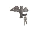 Cast Iron Flying Owl Decorative Metal Talons Wall Hooks 6"