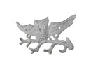 Cast Iron Flying Owl Landing on a Tree Branch Decorative Metal Wall Hooks 7.5"