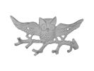 Cast Iron Flying Owl Landing on a Tree Branch Decorative Metal Wall Hooks 7.5"