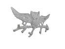 Cast Iron Flying Owl Landing on a Tree Branch Decorative Metal Wall Hooks 7.5"