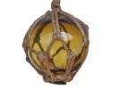 Japanese Glass Ball Fishing Float With Brown Netting Decoration 3"