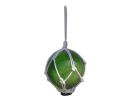 Japanese Glass Ball Fishing Float With White Netting Decoration 3"