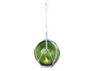 LED Lighted Japanese Glass Ball Fishing Float with Netting Decoration 3"