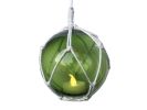 LED Lighted Japanese Glass Ball Fishing Float with Netting Decoration 3"