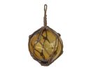 Japanese Glass Ball Fishing Float With Brown Netting Decoration 6"