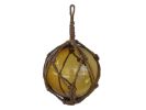 Japanese Glass Ball Fishing Float With Brown Netting Decoration 6"