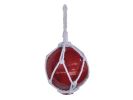 Japanese Glass Ball Fishing Float With White Netting Decoration 6"