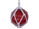Japanese Glass Ball Fishing Float With White Netting Decoration 6"