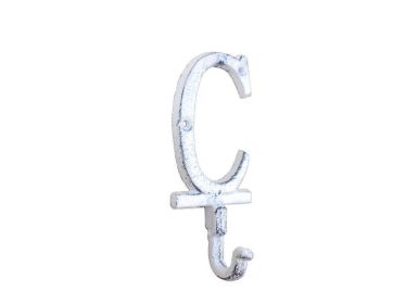 Cast Iron Letter C Alphabet Wall Hook 6" (Finish: Whitewashed)