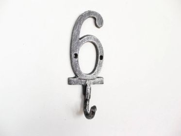 Cast Iron Number Wall Hook 6" (Option: 6 - Rustic Silver)