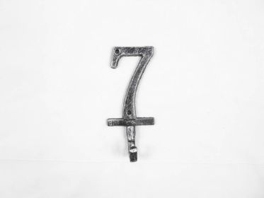 Cast Iron Number Wall Hook 6" (Option: 7 - Rustic Silver)