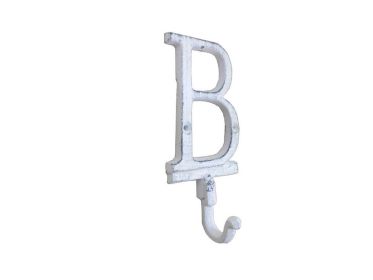 Cast Iron Letter B Alphabet Wall Hook 6" (Finish: Whitewashed)
