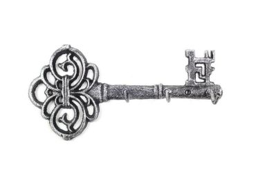 Cast Iron Vintage Key Wall Mounted Key Hooks 11" (Finish: Rustic Silver)